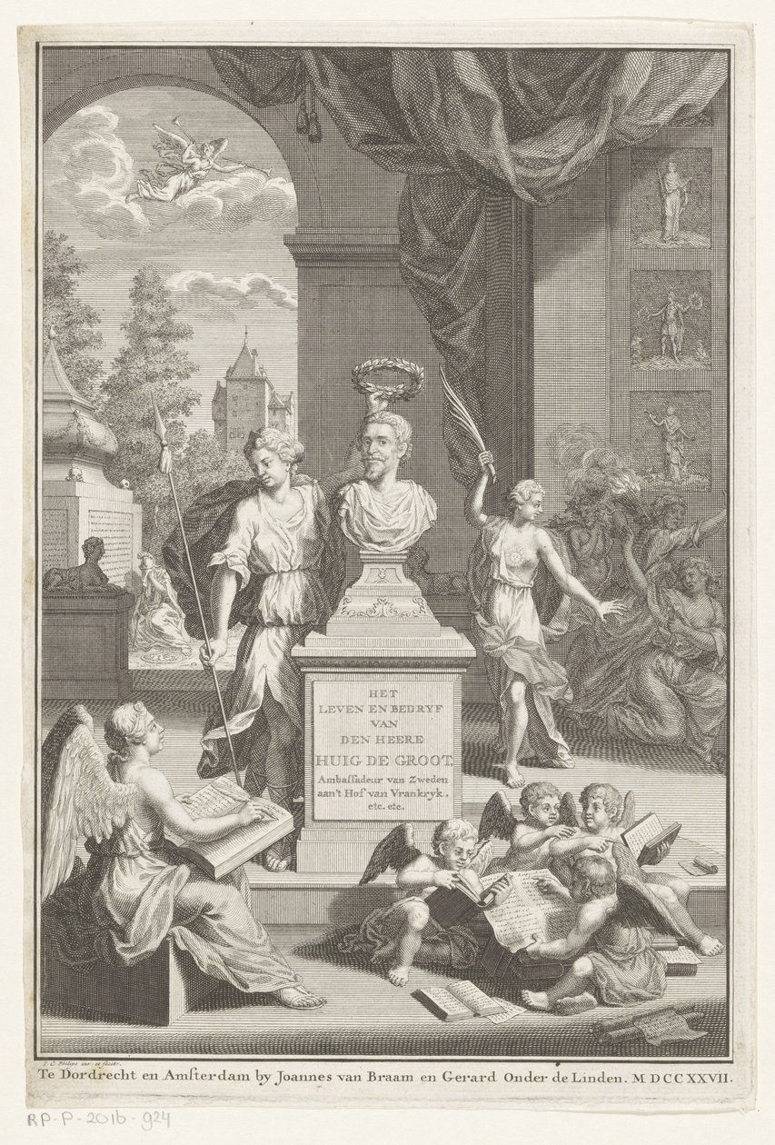 Buste de Hugo Grotius couronné par Victoria - Jan Caspar Philips