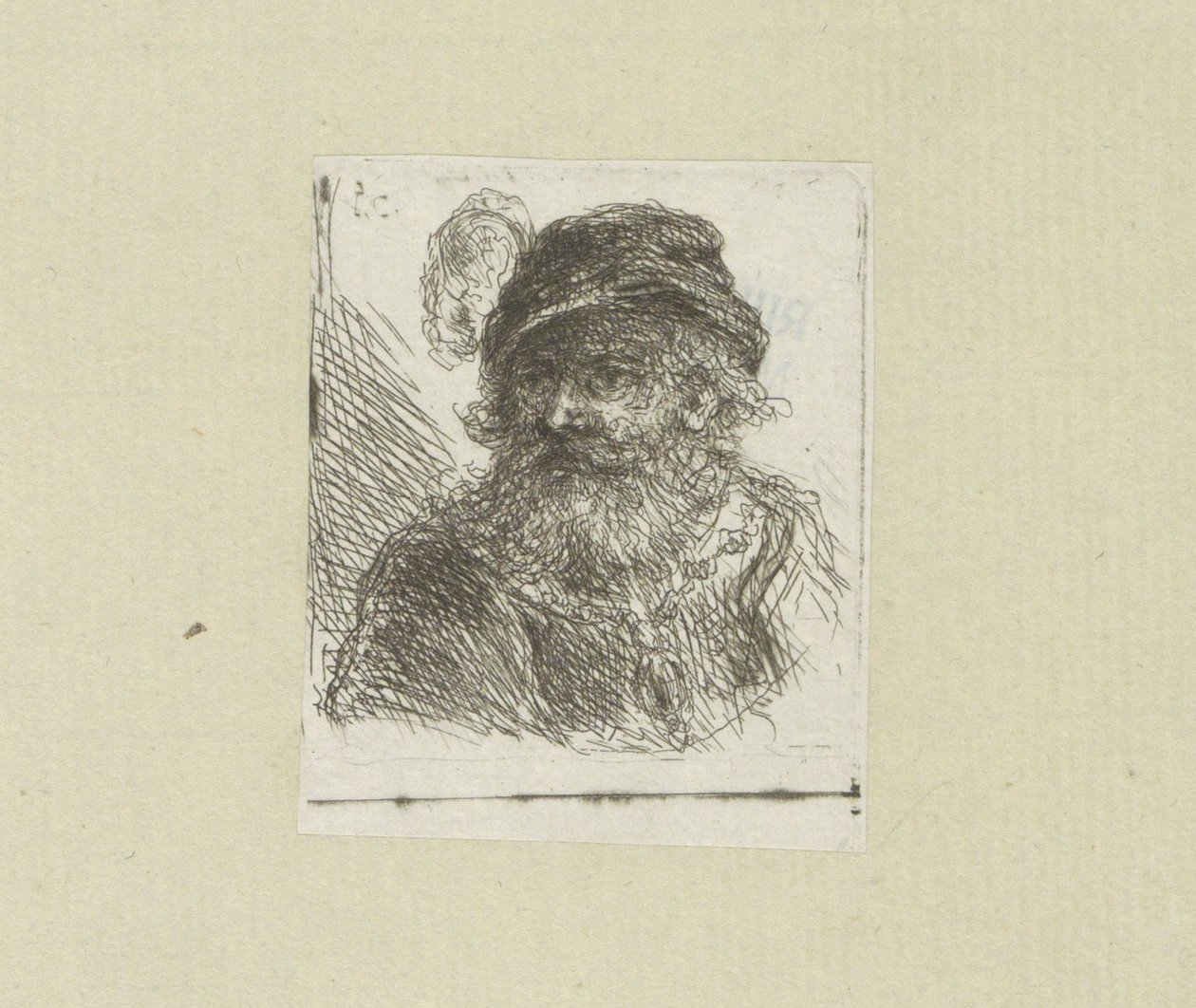 Homme barbu avec un chapeau à plumes - Jan Chalon