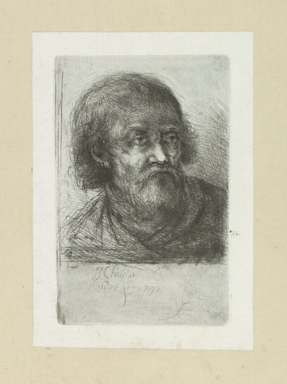 Homme barbu, vers la droite - Jan Chalon