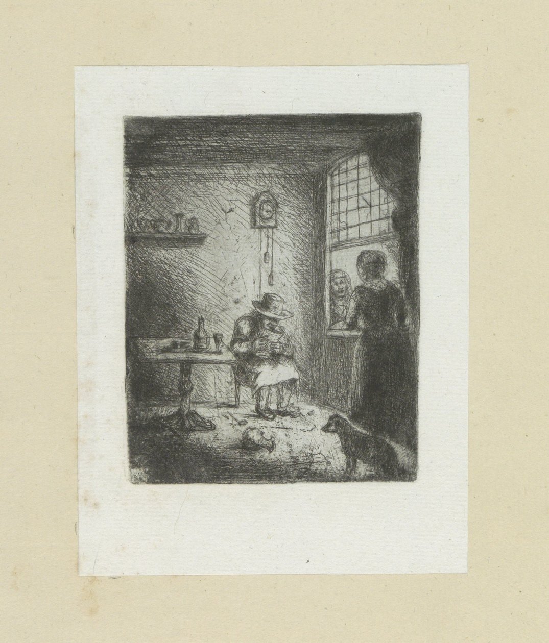 Intérieur avec homme lisant - Jan Chalon