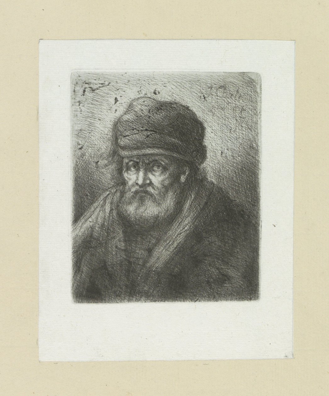 Vieil homme avec barbe et bonnet - Jan Chalon