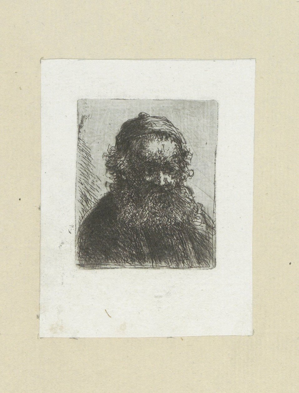 Vieil homme avec barbe et bonnet - Jan Chalon