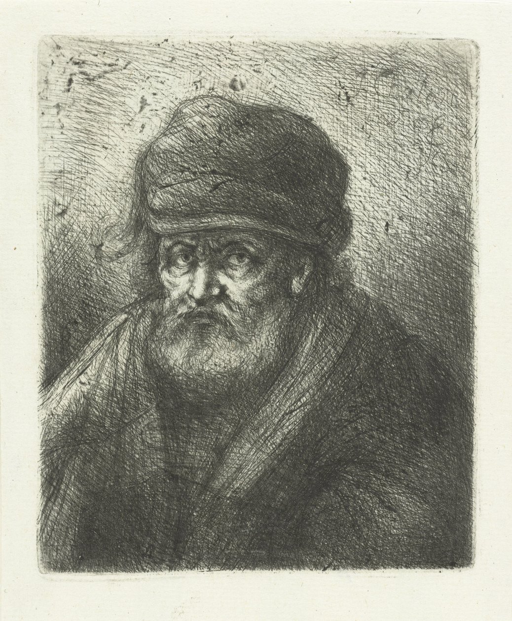 Vieil homme avec barbe et bonnet - Jan Chalon