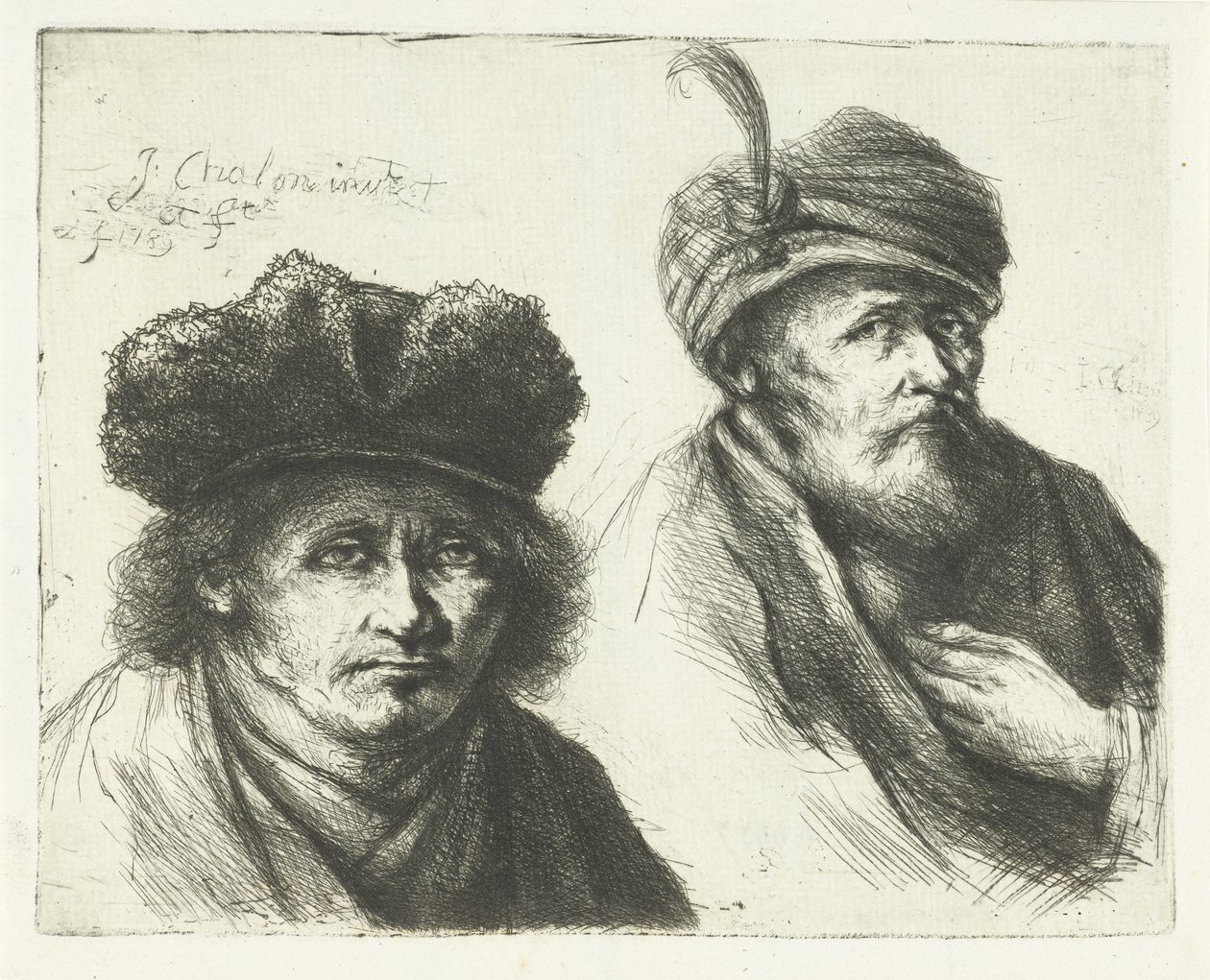 Deux hommes, avec chapeau et turban - Jan Chalon