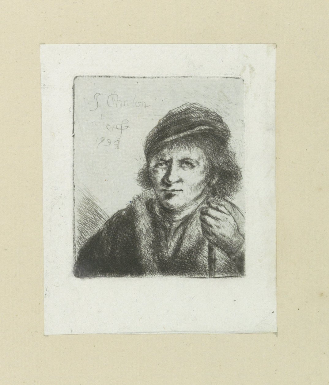Homme adulte avec chapeau et bâton - Jan Chalon