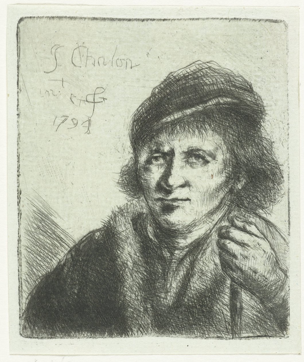 Homme adulte avec chapeau et bâton - Jan Chalon