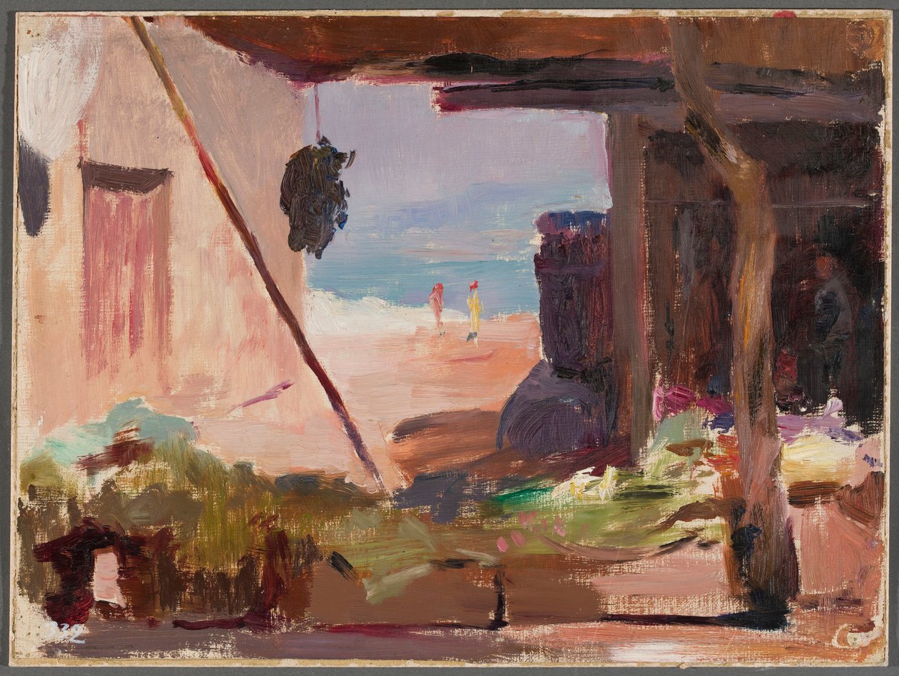 Fragment de bâtiments au bord de la mer. D
