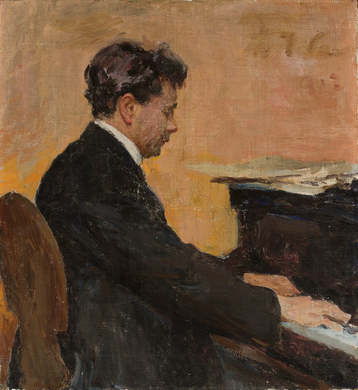Portrait de Józef Hofmann au piano - Jan Ciągliński