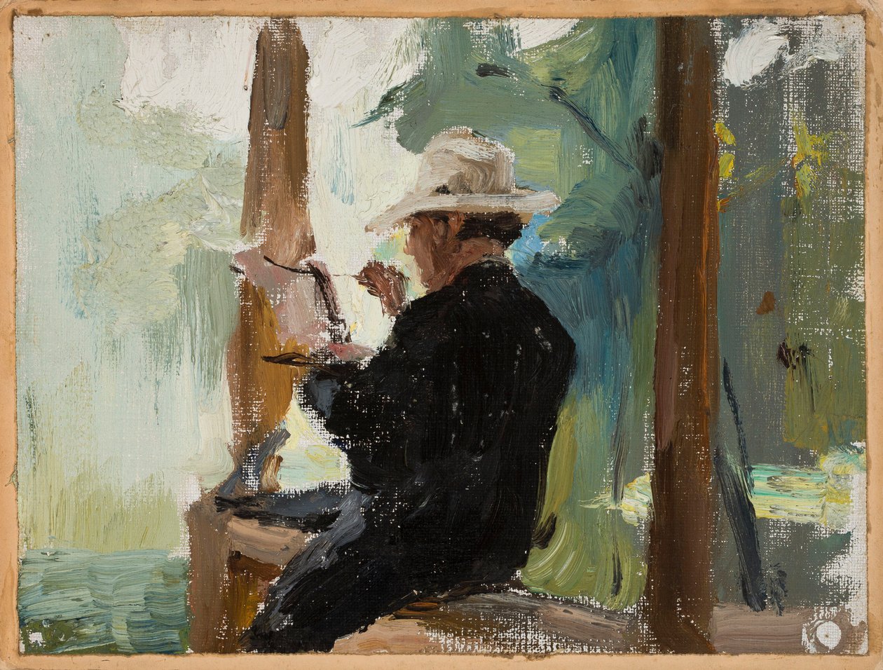 Le chanteur Jerszow devant un tableau - Jan Ciągliński
