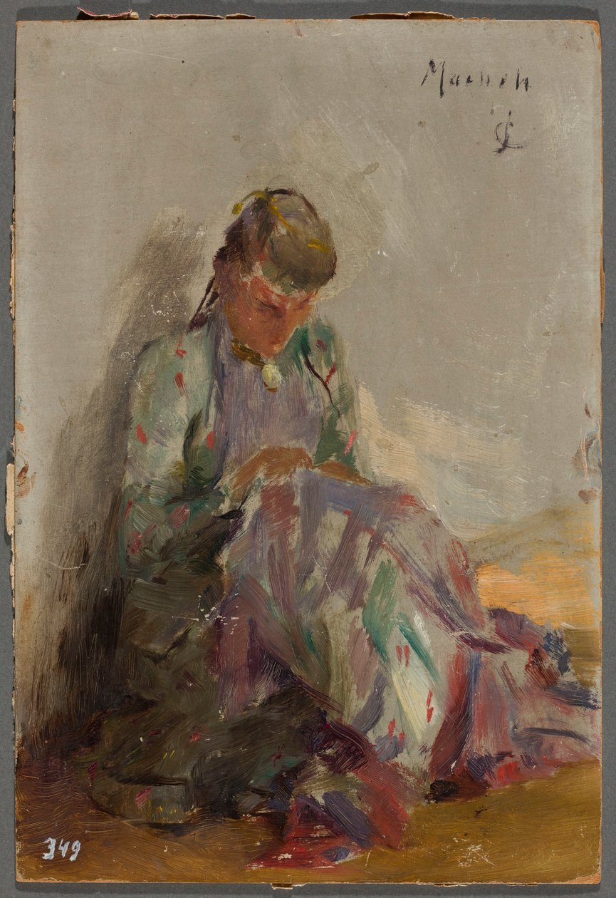 Jeune fille cousant - jeune fille tatare. D