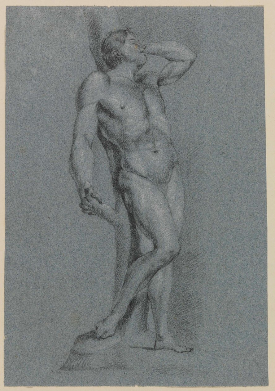 Nu masculin, debout, adossé à un arbre - Jan Claudius de Cock