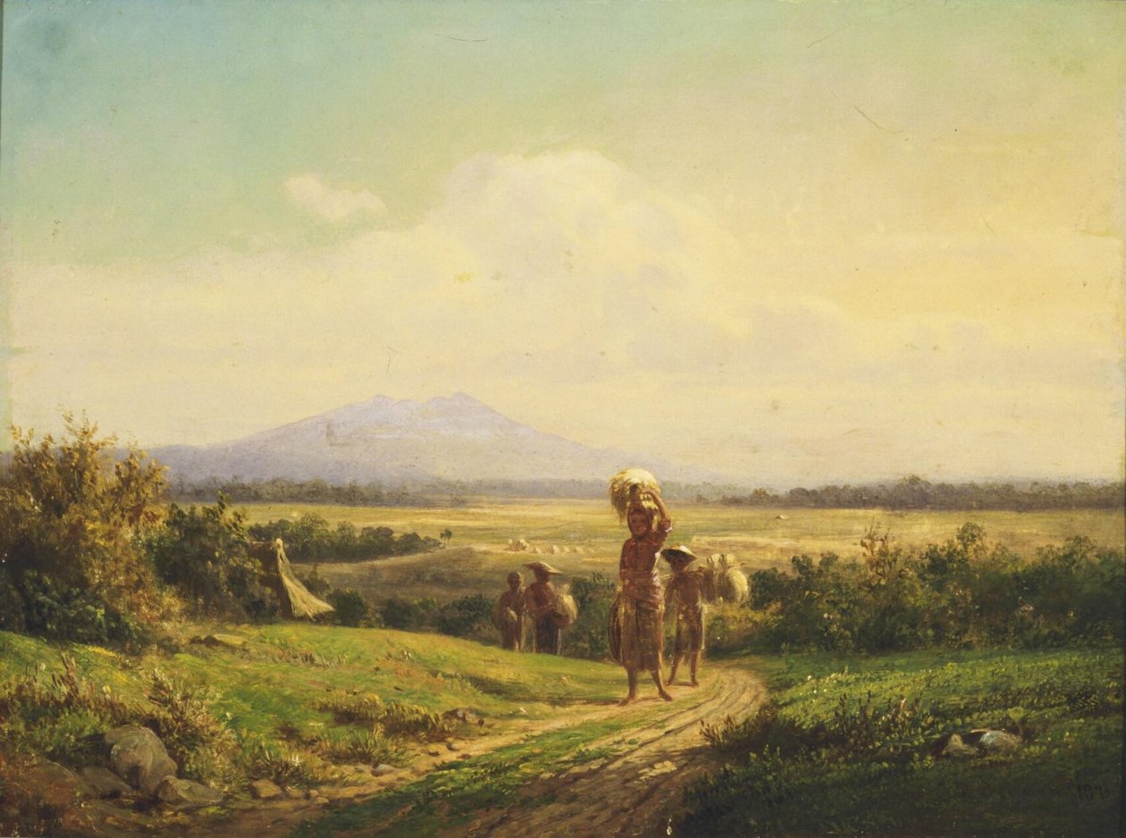 Néerlandais : Paysage et Javanais après la récolte du riz Paysage Javanais après la récolte du riz - Jan Daniel Beynon