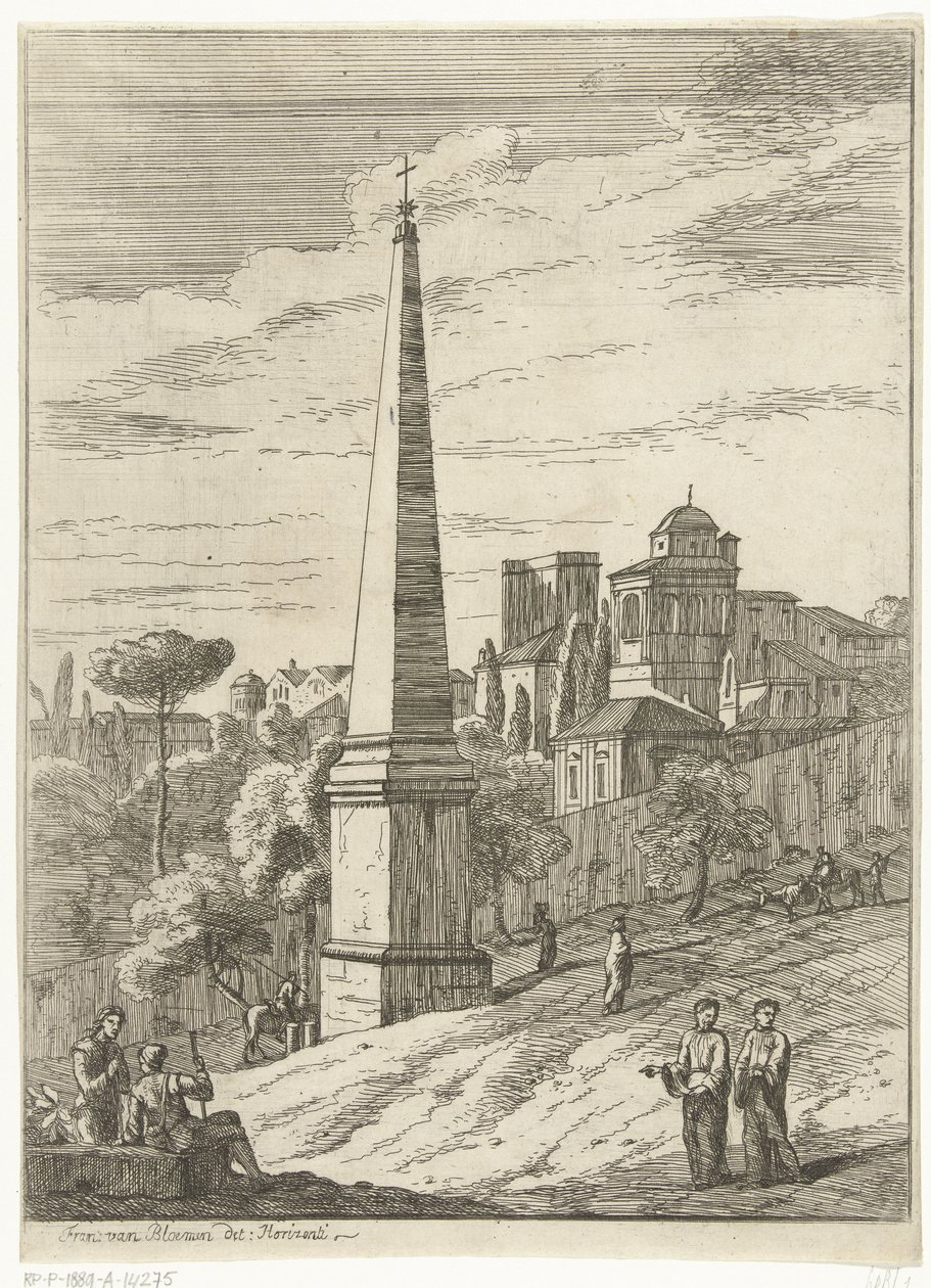 Paysage italianisant avec obélisque et vue sur la ville - Jan Frans van Bloemen