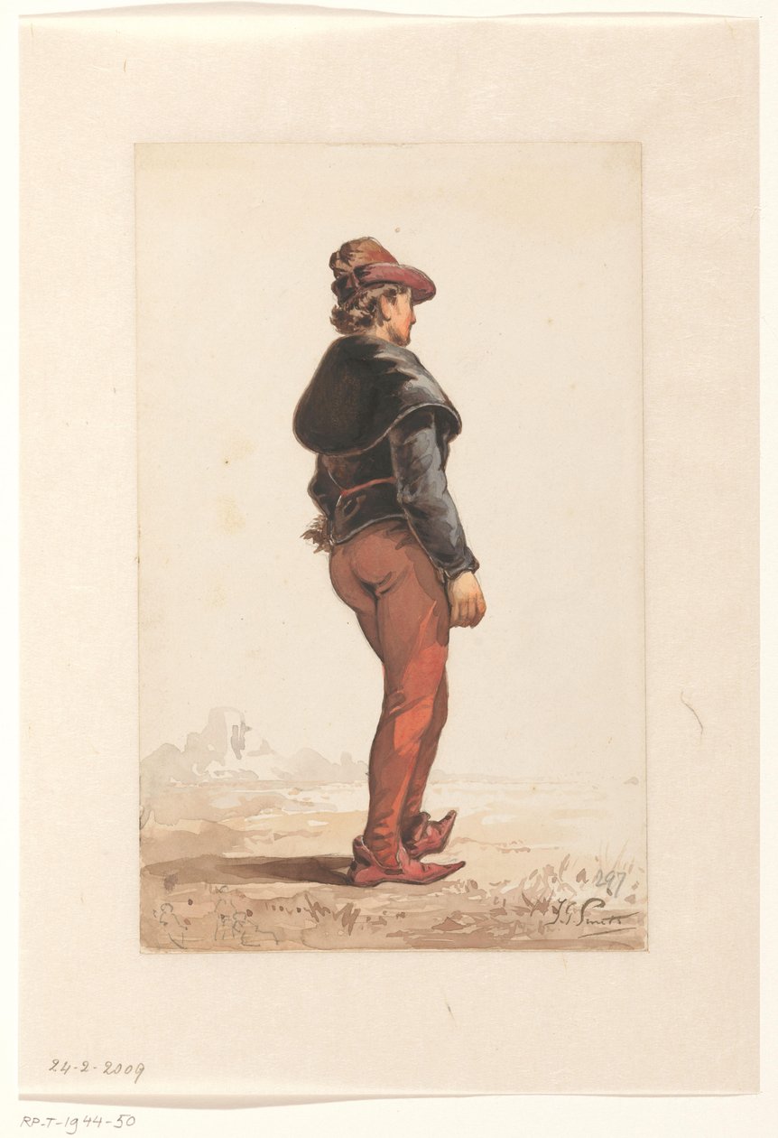 Lansquenet debout en costume bourguignon, de dos - Jan Gerard Smits