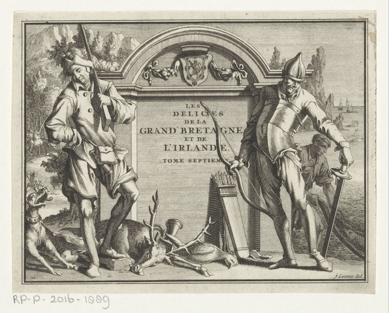 Deux chasseurs devant un décor architectural - Jan Goeree (possibly)