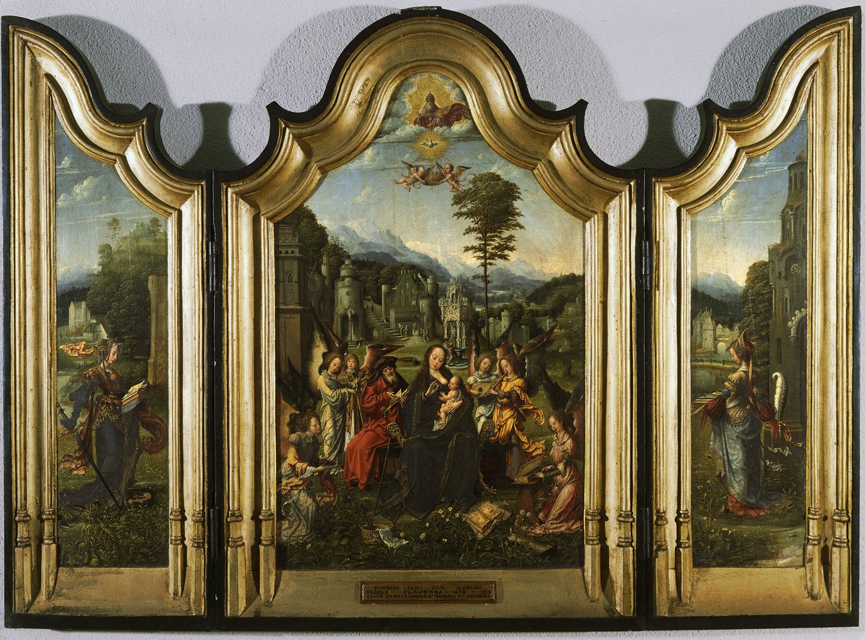 La Sainte Famille avec Sainte Catherine et Sainte Barbara Triptyque, vers 1505 - Jan Gossaert