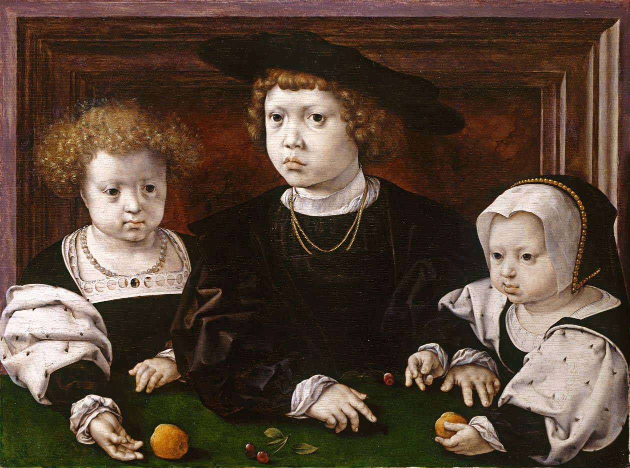 Les trois enfants de Christian II de Danemark (Dorothée, Jean et Christina) - Jan Gossaert