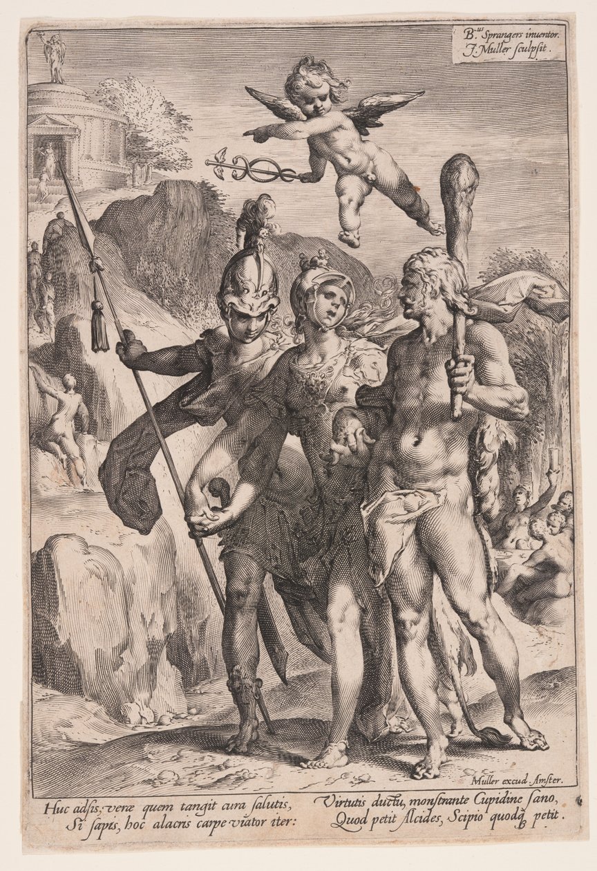 Minerve et Cupidon conduisent Hercule et Scipion sur le chemin de la vertu - Jan Harmensz. Muller
