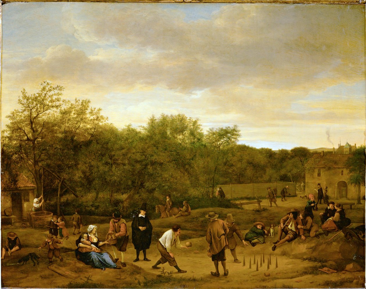 Paysans jouant aux quilles, vers 1650 (huile sur bois de chêne) - Jan Havicksz. Steen