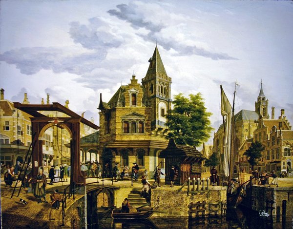 Scène de rue hollandaise le long d