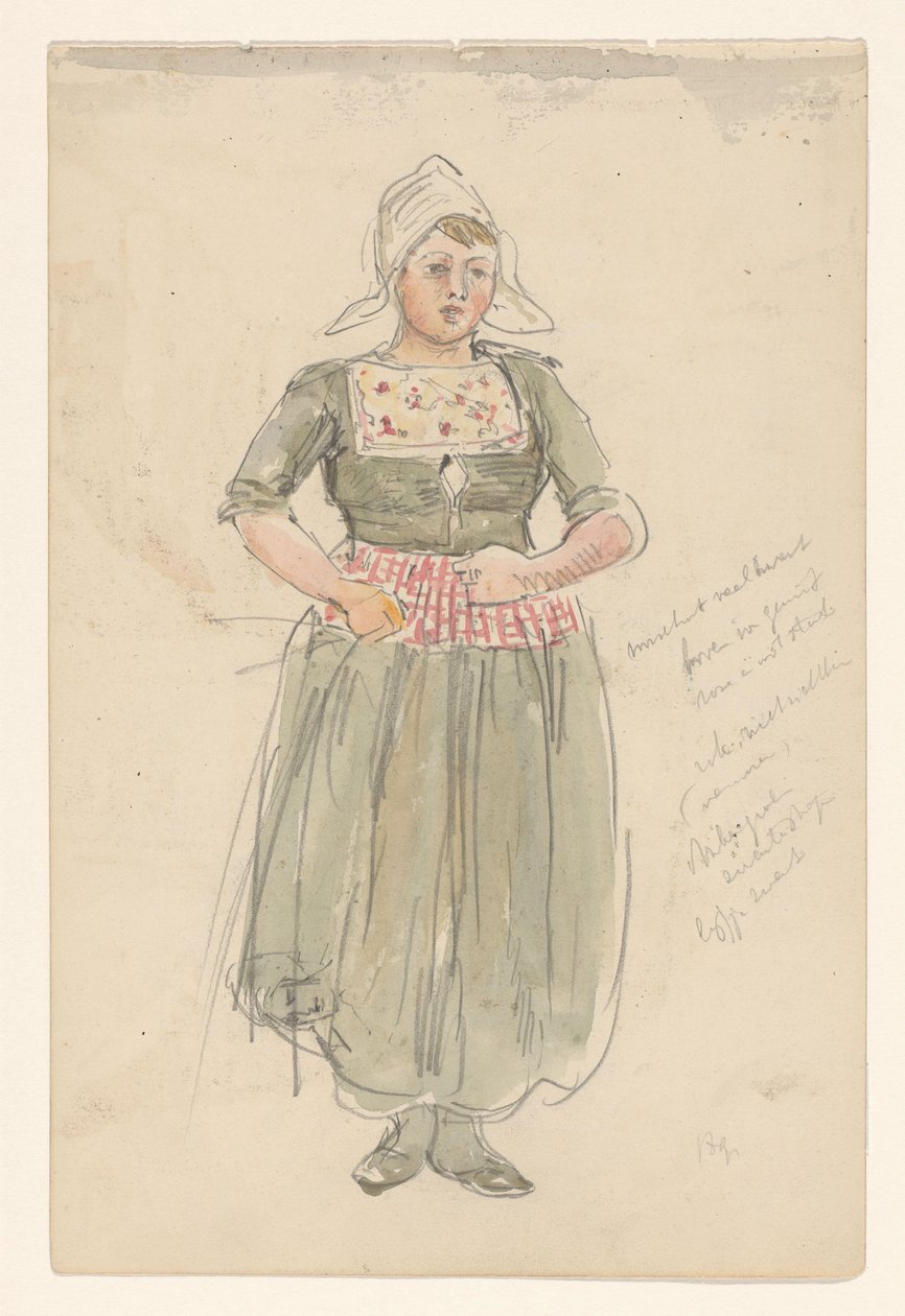 Fille debout en costume traditionnel - Jan Hoynck van Papendrecht