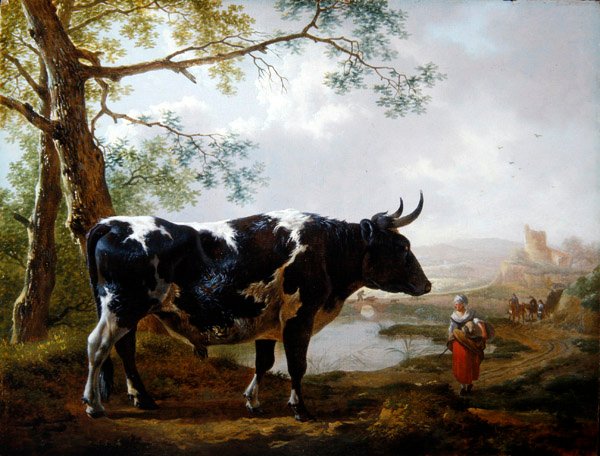 Un taureau primé dans un paysage verdoyant - Jan II Kobell