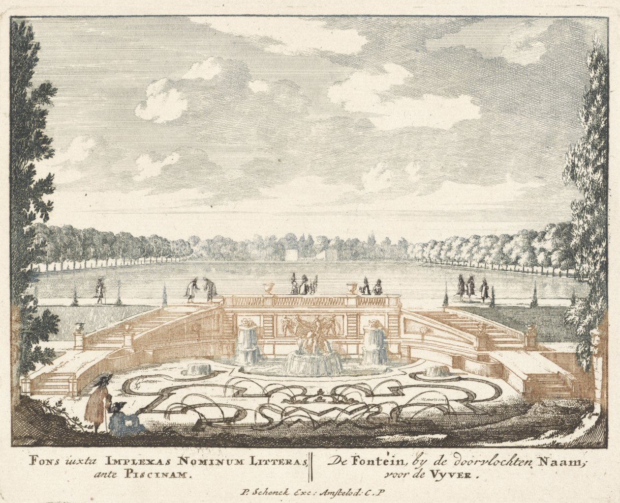 Fontaine et grand étang dans les jardins du Palais Het Loo, 1694-97 - Jan I van Call