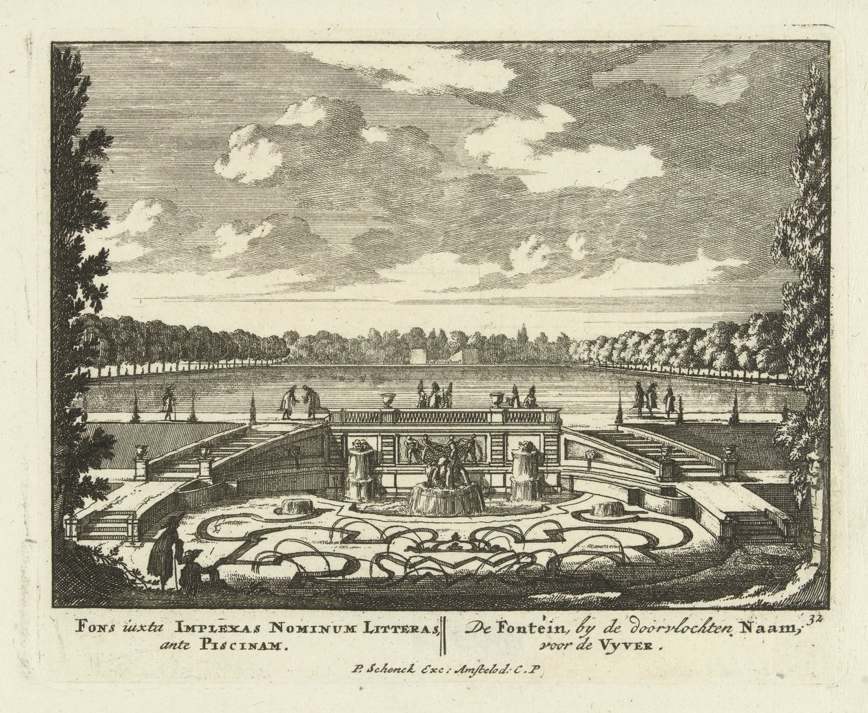 Fontaine au grand étang dans les jardins du Palais Het Loo, 1695-1705 - Jan I van Call