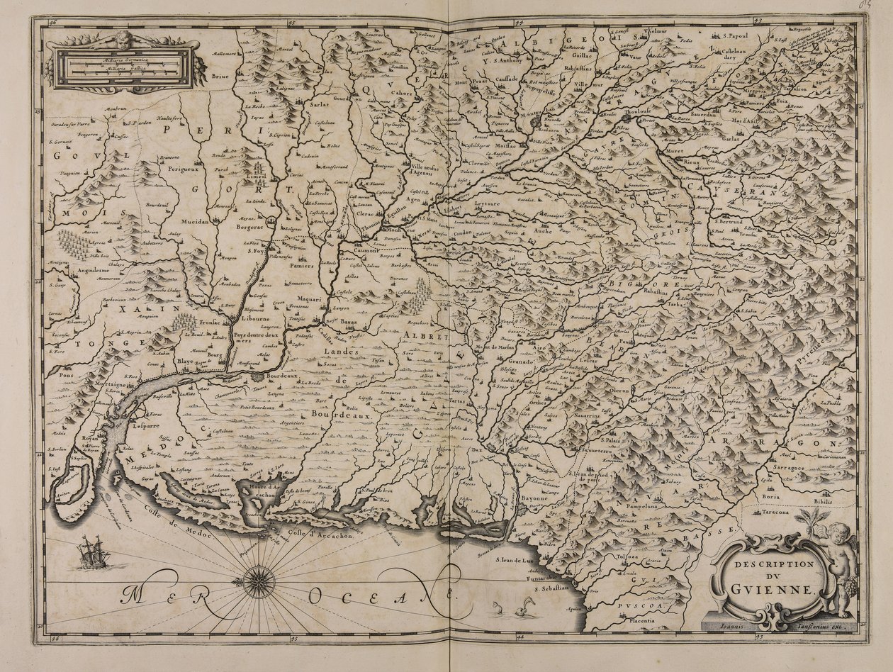 Description du Guienne - Jan Janssonius
