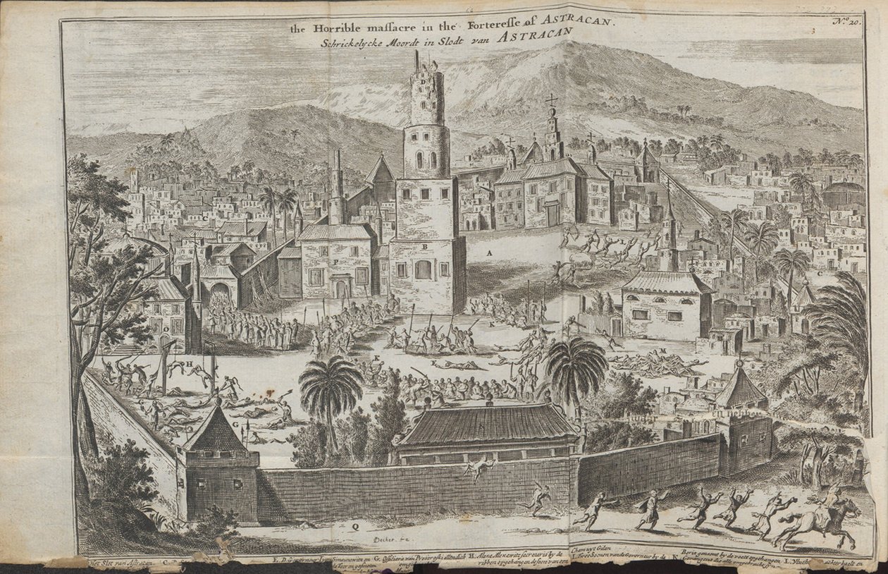 Les émeutes de Stepan Razin à Astrakhan De: Drie aanmerkelyke reizen, 1675 - Jan Jansz. Struys