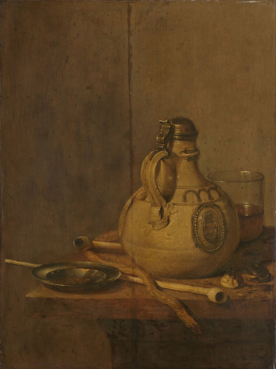 Nature morte avec cruche en grès et pipes - Jan Jansz. Treck