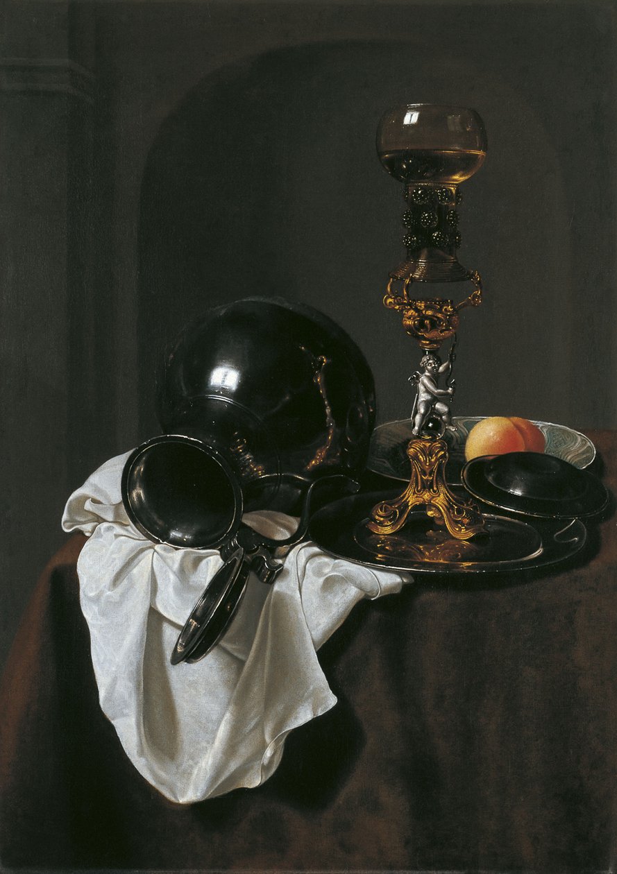 Nature morte avec verre de vin et cruche en étain - Jan Jansz. Treck