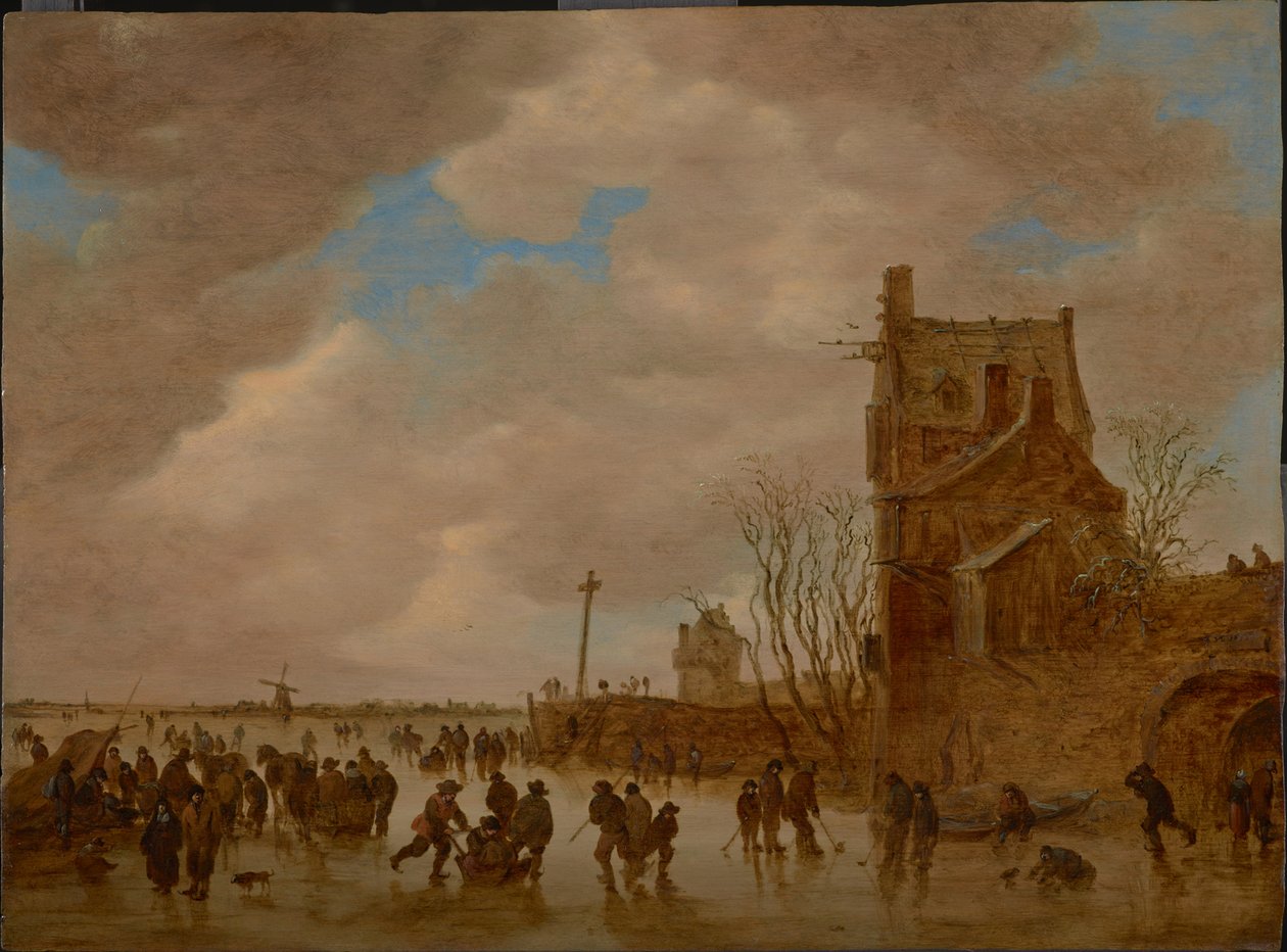 Plaisirs de glace devant une tour de pont, 1655 - Jan Josefsz Goyen van