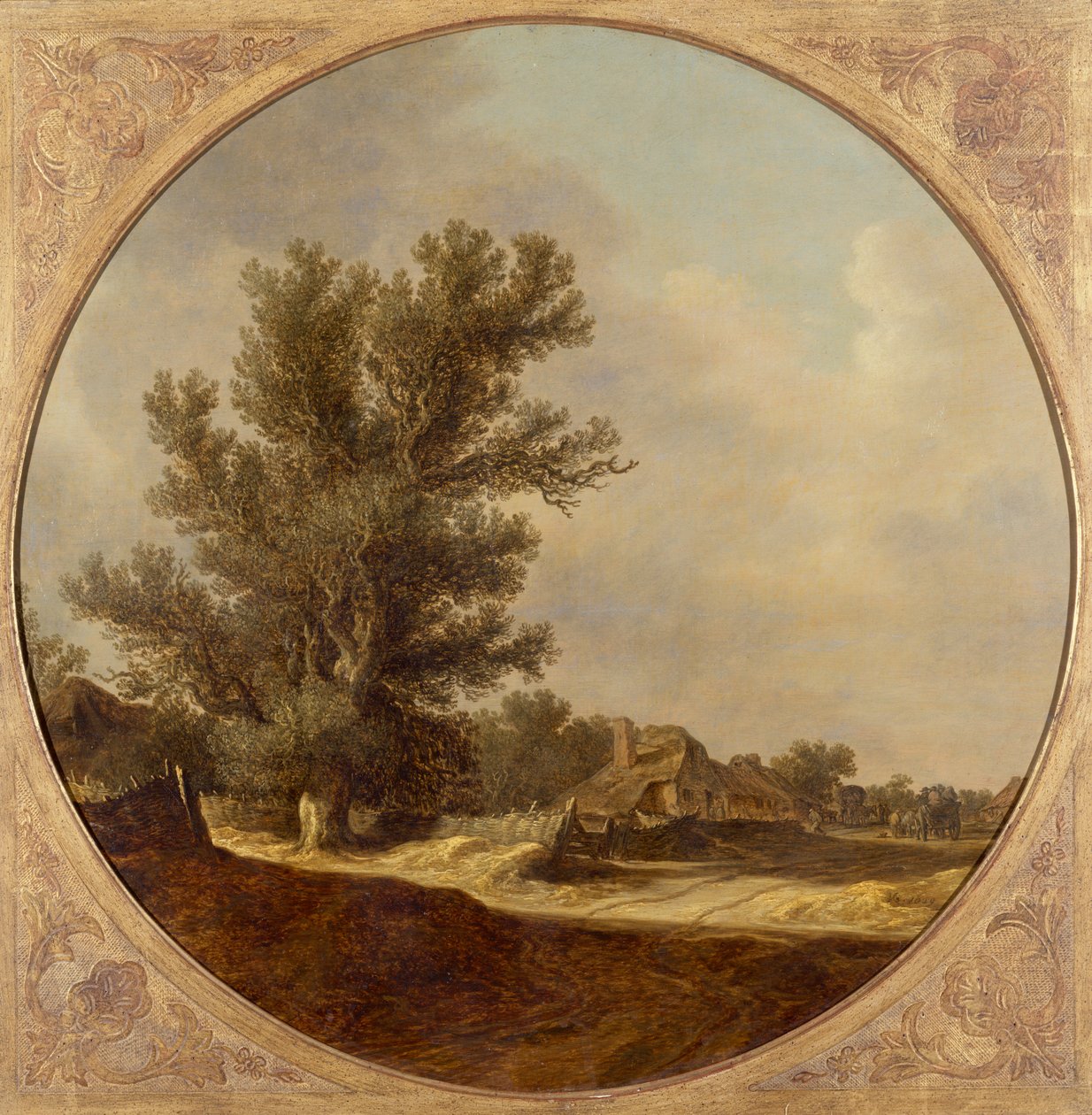 Chêne sur un chemin de campagne avec des voyageurs - Jan Josephsz van Goyen