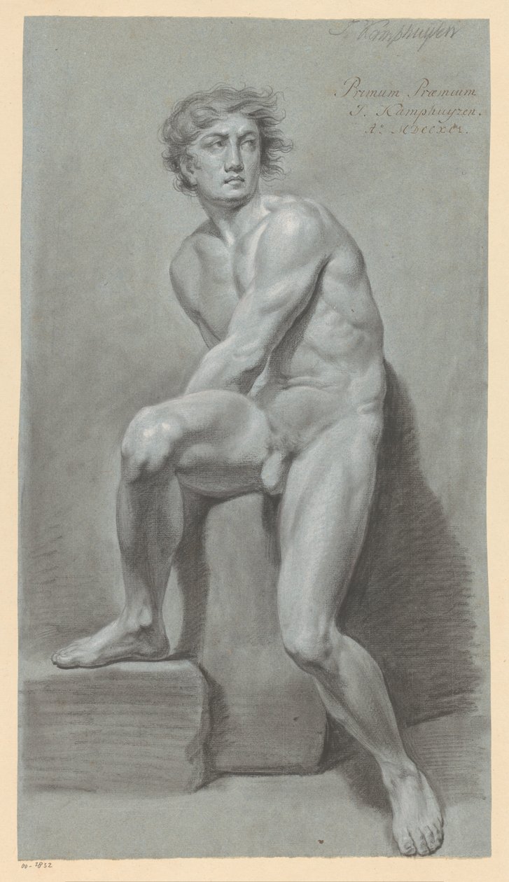 Homme nu assis, vu de face (1er prix 1791) - Jan Kamphuijsen