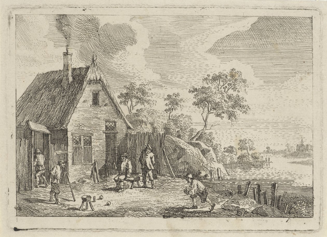 Paysans jouant à la pétanque - Jan Lauwryn Krafft (I) (possibly)