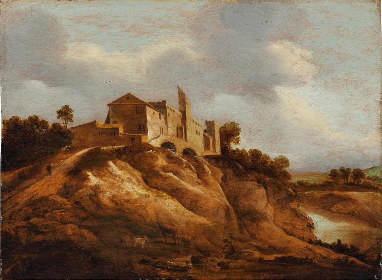 Paysage rocheux avec un château fortifié surplombant une rivière - Jan Lievens