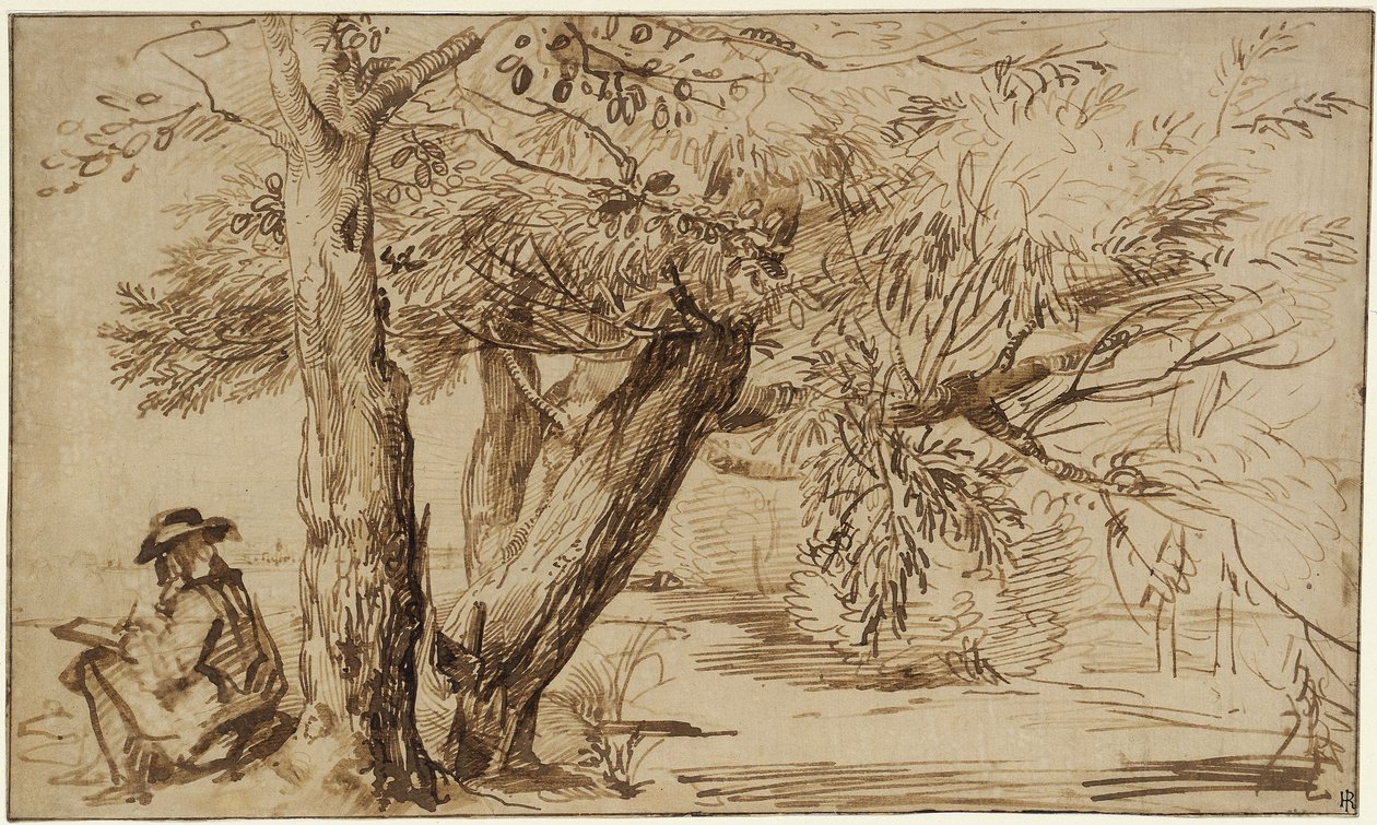 Paysage avec un dessinateur à l