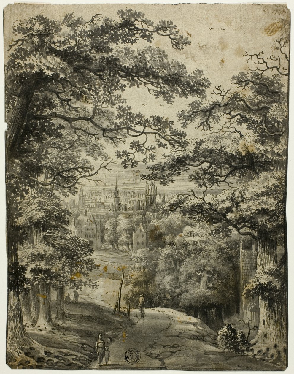 Vue de la ville depuis la route sur la colline - Jan Looten