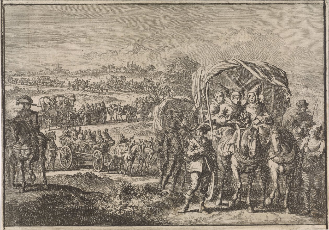 Moines du Brabant septentrional fuyant vers Anvers, 1637 - Jan Luyken (attributed to)