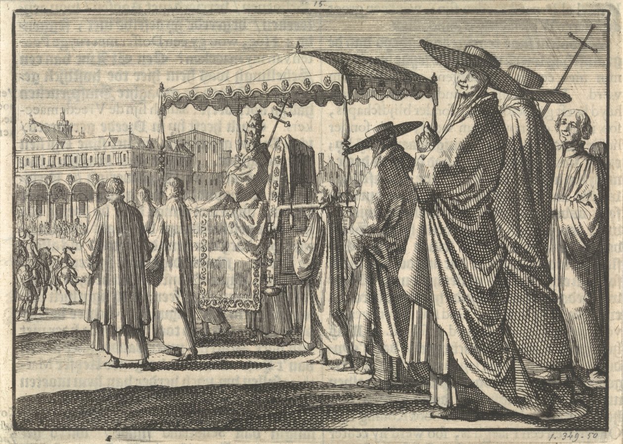 Christian IV, roi du Danemark, déguisé en pape, imitant une procession avec ses courtisans, 1596 - Jan Luyken