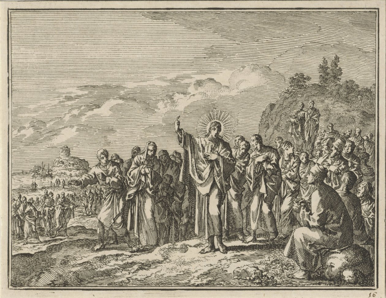 Le Christ prêchant devant une foule en plein air - Jan Luyken
