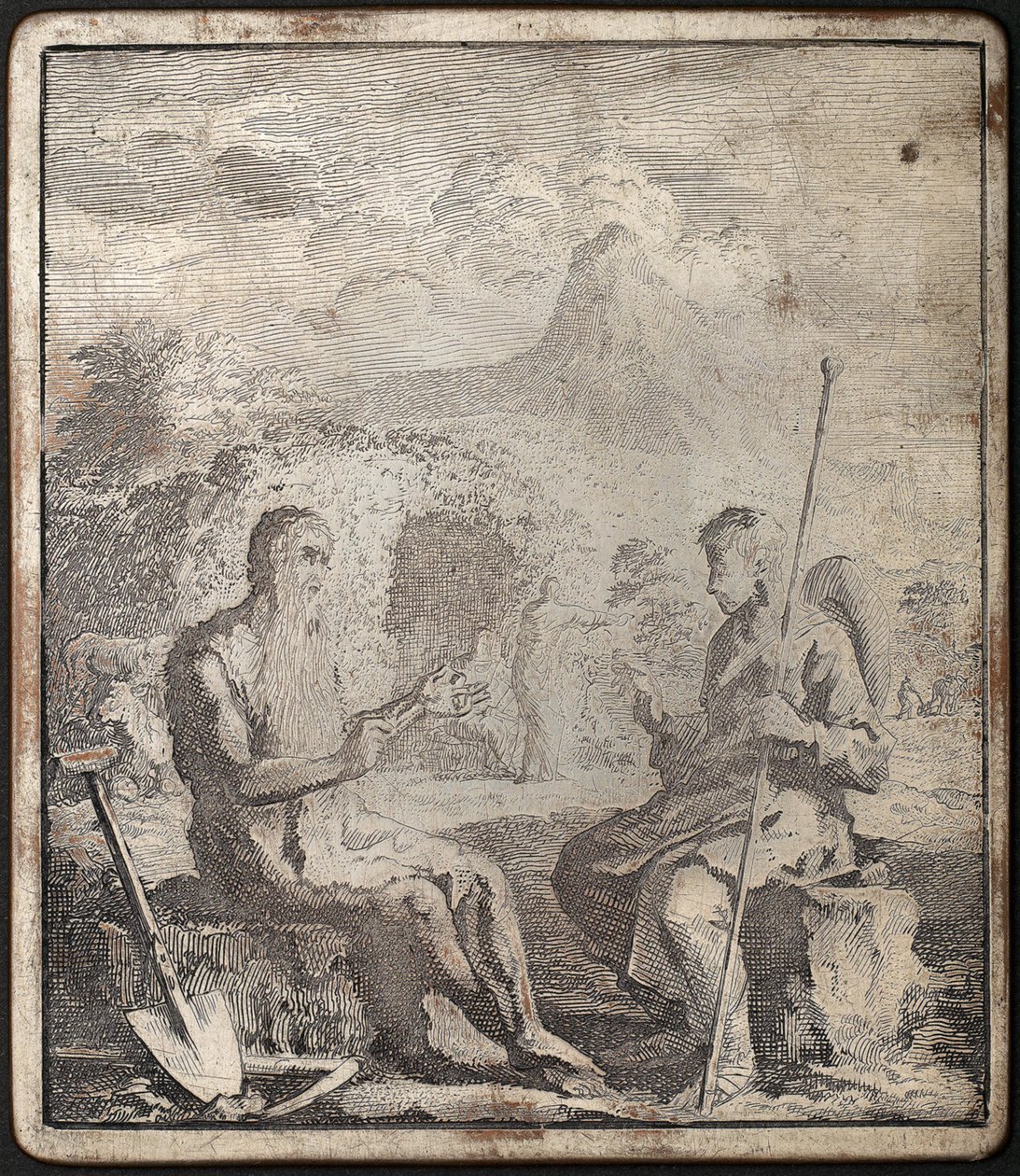 Planche de gravure - Adam en conversation avec l