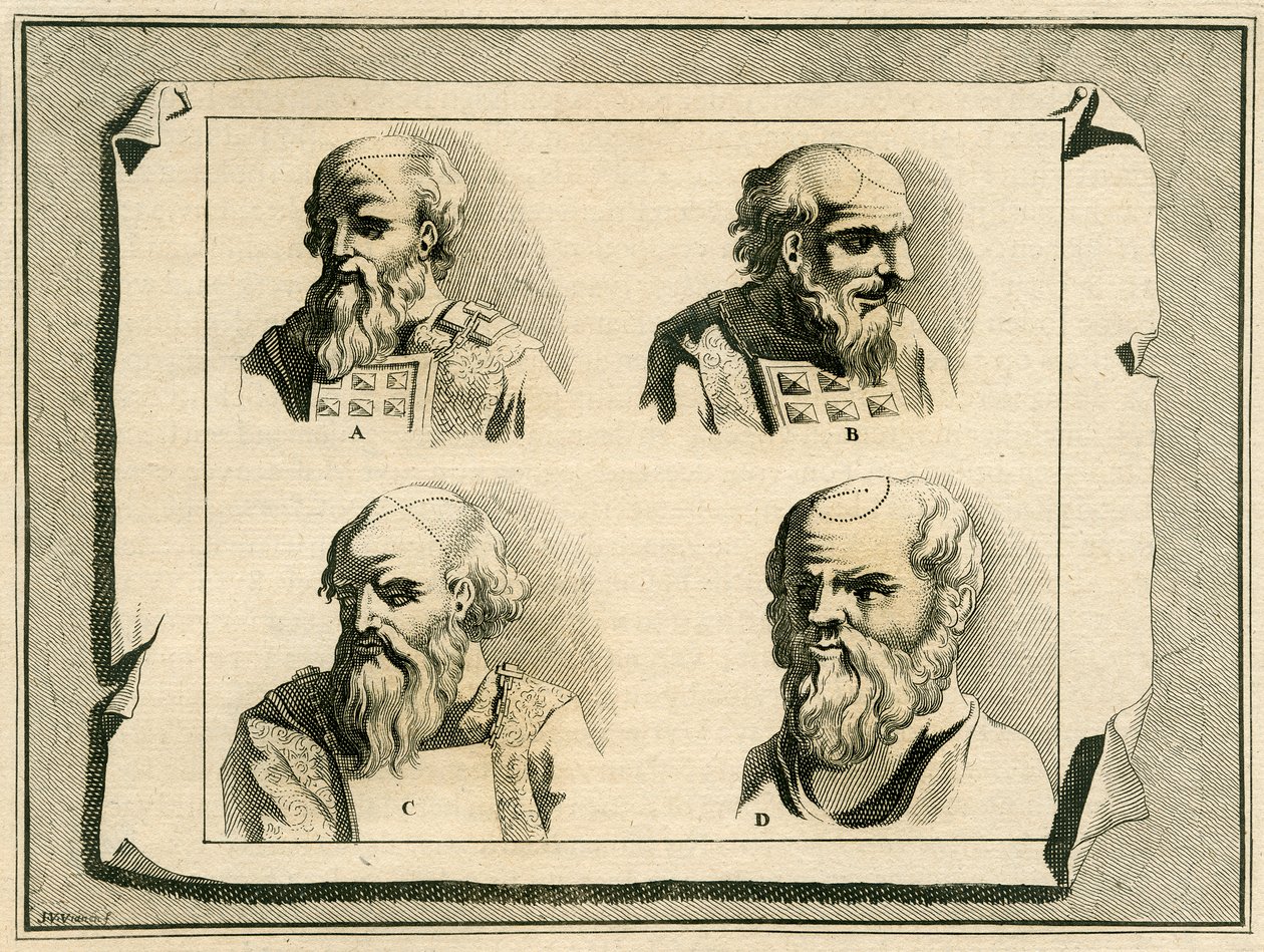 Lettres grecques dessinées sur la tête du Grand Prêtre dans le cadre de l