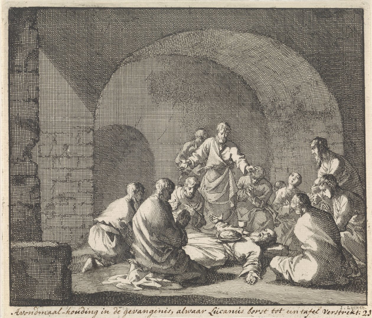 Saint Lucien célèbre la Cène en prison - Jan Luyken