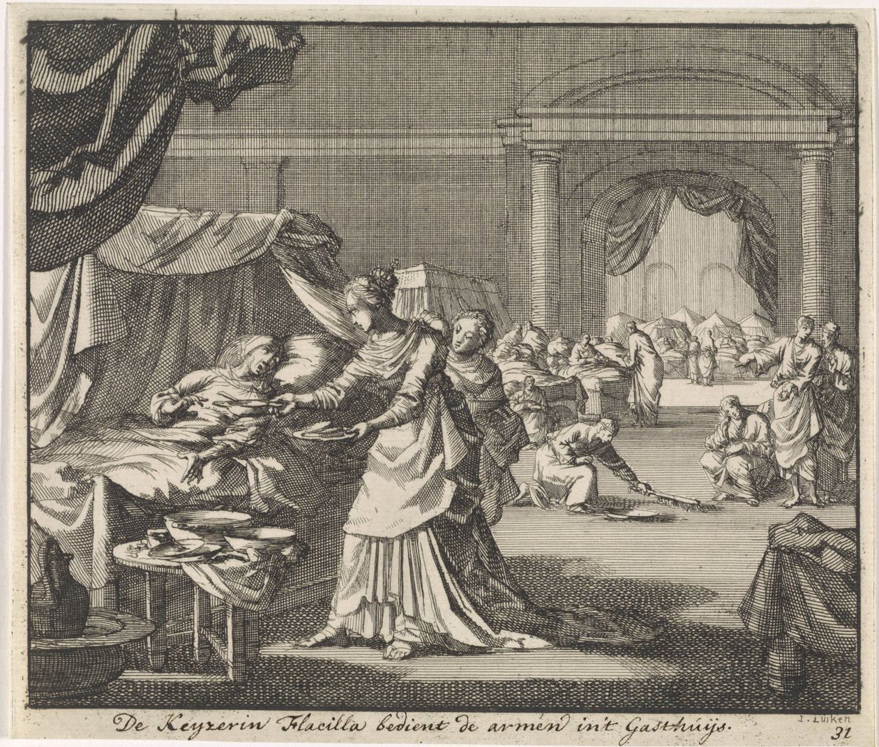 Sainte impératrice Flaccilla soignant les pauvres et les malades - Jan Luyken