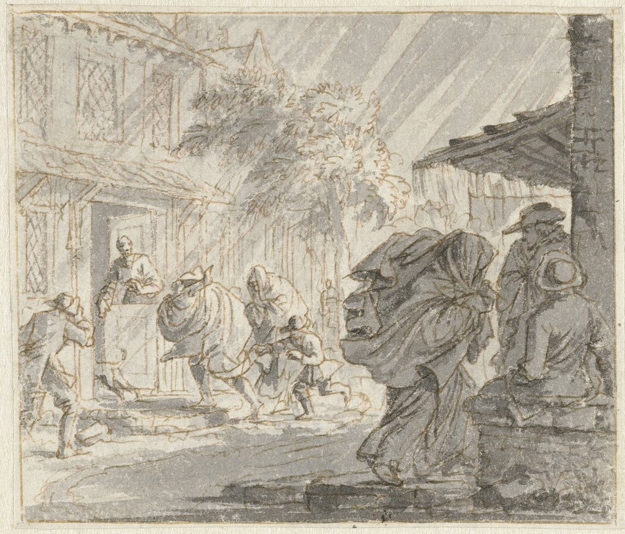 Rue avec vent fort et pluie - Jan Luyken