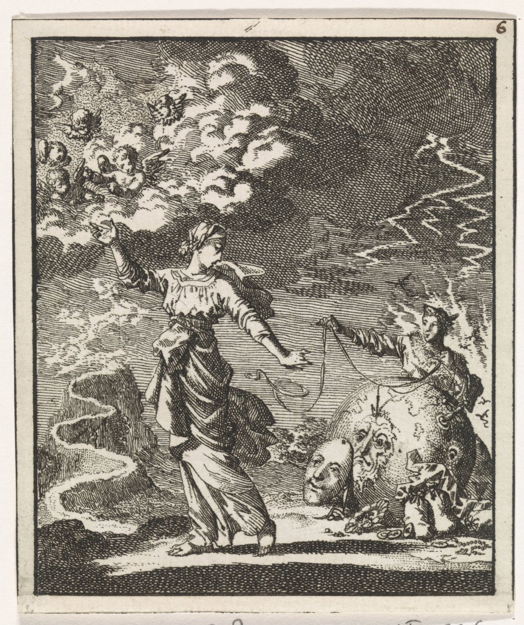Femme choisissant le chemin étroit menant au ciel - Jan Luyken