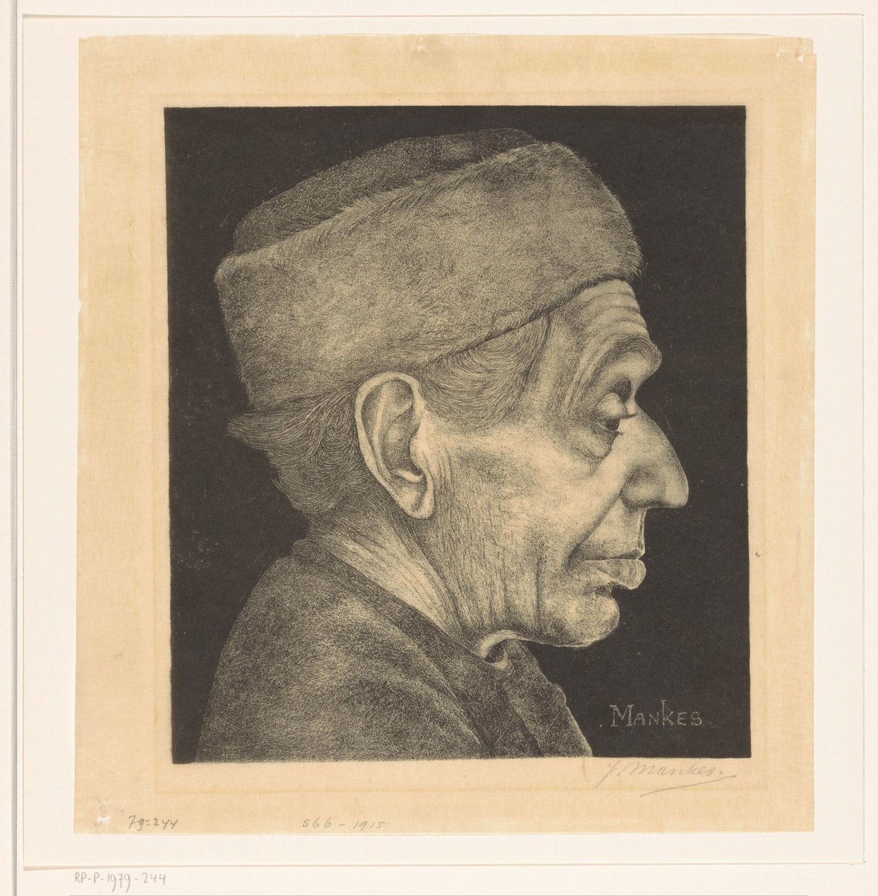 Portrait de Douwe avec bonnet - Jan Mankes (signed by artist)