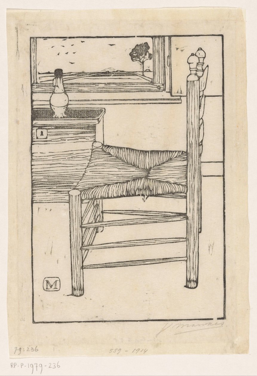 Chaise avec siège en paille - Jan Mankes